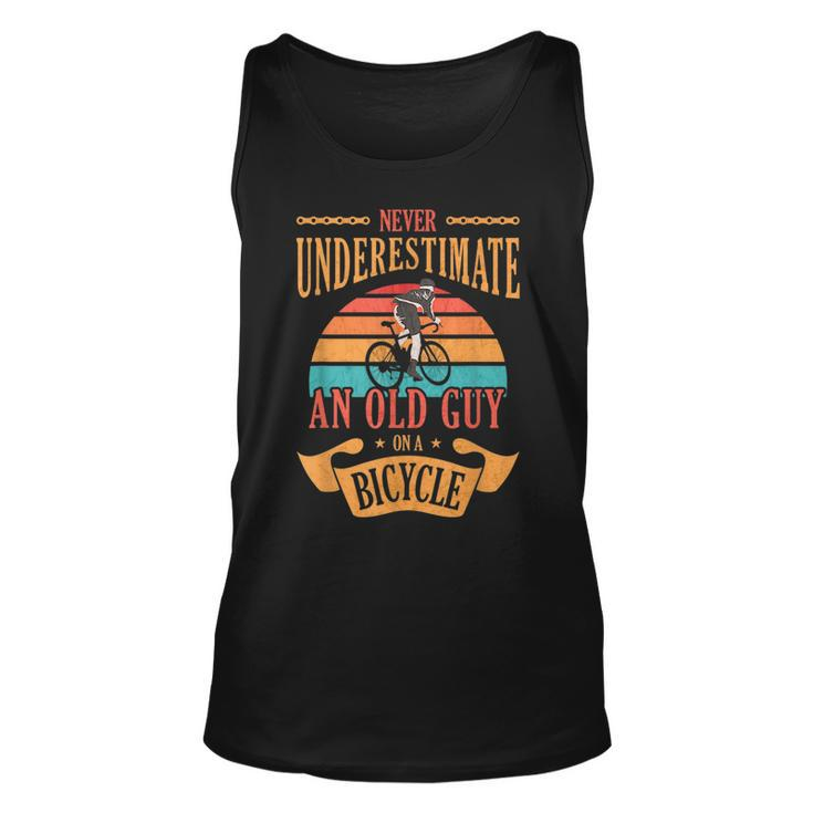 Never Underestimate An Old Guy On A Bicycle Cycling Cycling Tank Top
