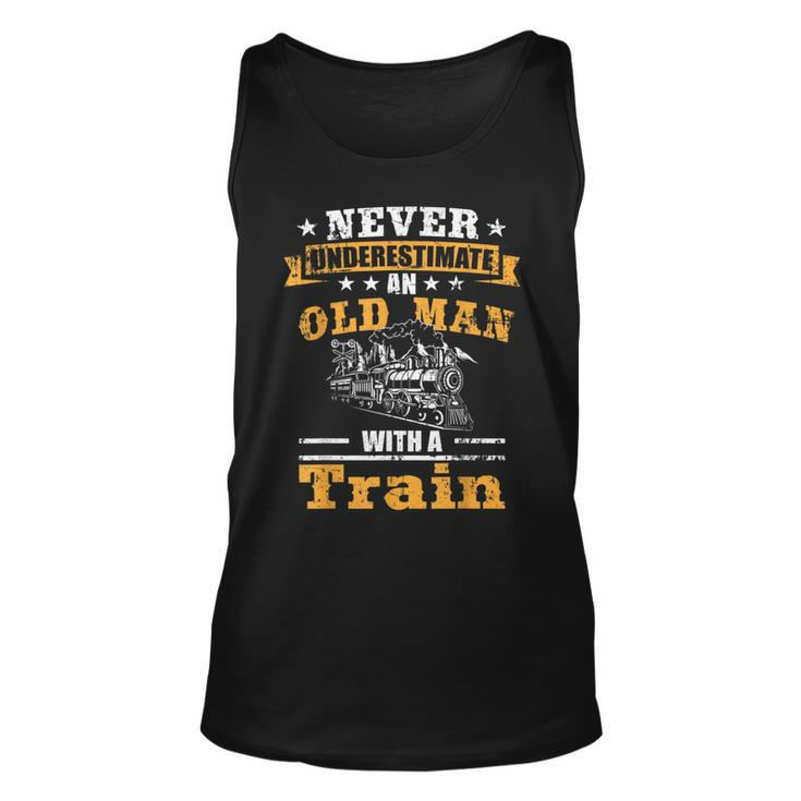 Never Underestimate An Old Man Railroad Collector Train Tank Top