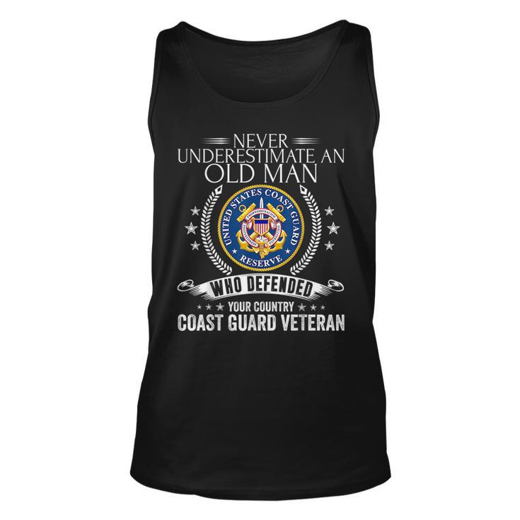 Never Underestimate An Old Man Us Coast Guard Veteran Veteran Tank Top