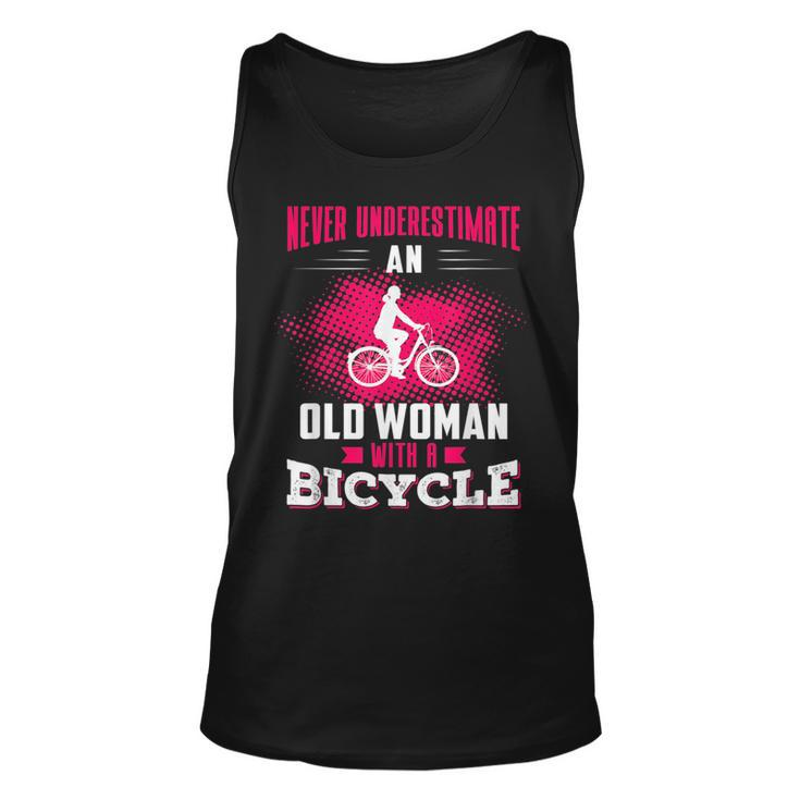 Never Underestimate An Old Woman With A Bicycle Pink Old Woman Tank Top