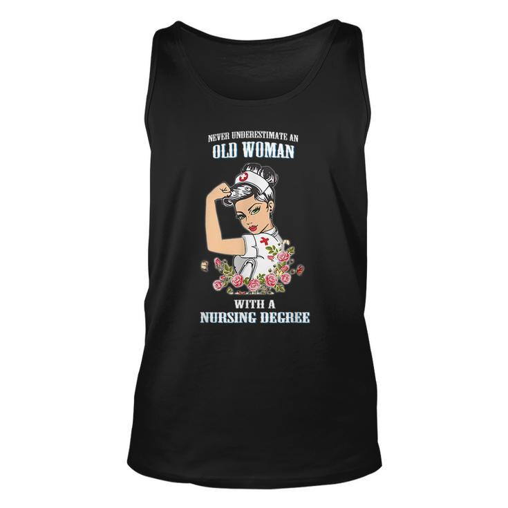 Never Underestimate An Old Woman With A Nursing Degree Old Woman Tank Top
