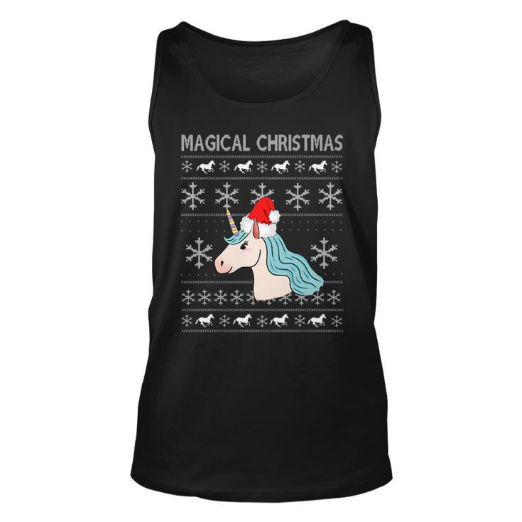 Unicorn Ugly Christmas Sweater Magical Holiday Illustration Tank Top