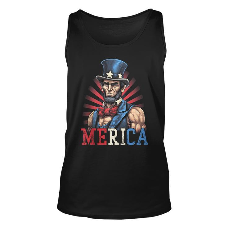 Usa 4Th Of July Abraham Lincoln Funny Workout Muscles  Unisex Tank Top