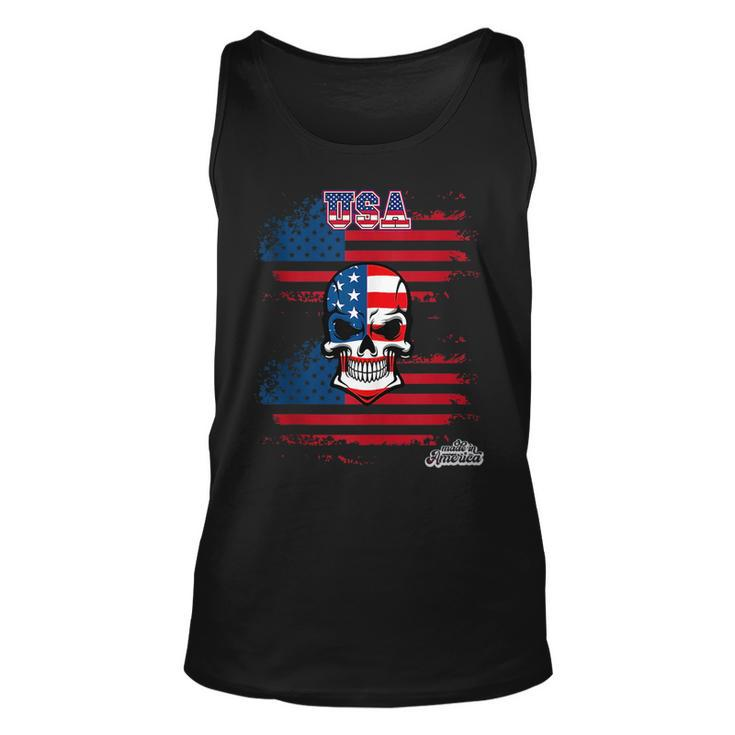 Usa American Flag Skull 4Th Of July Made In America Unisex Tank Top