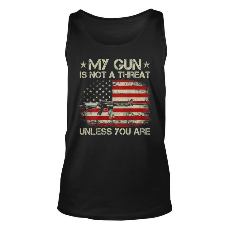 Usa Flag My Gun Is Not A Threat Unless You Are On Back  Unisex Tank Top