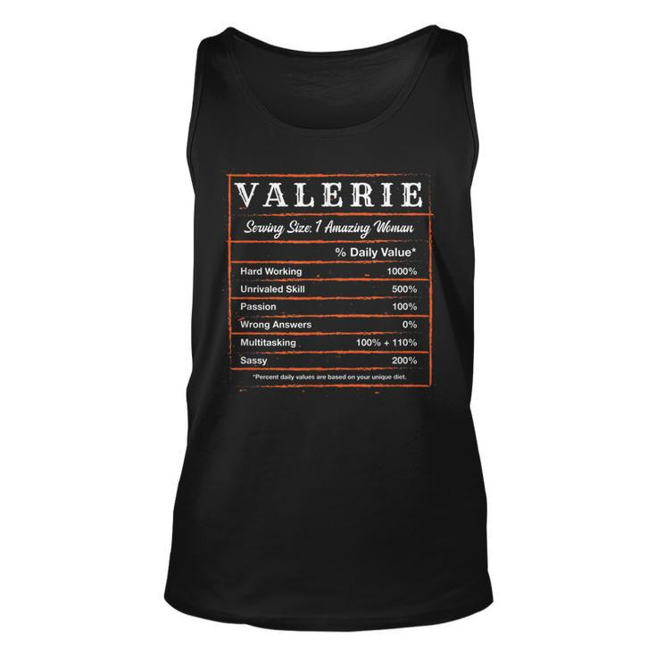 Valerie Nutrition Facts First Name Personalized Nickname Unisex Tank Top