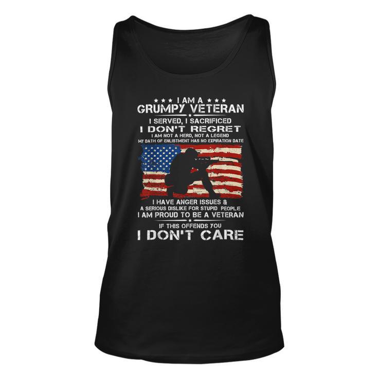 Veteran Veterans Day I Am A Grumpy Veteran I Served I Sacrificed I Don 39 T Regret 542 Navy Soldier Army Military Unisex Tank Top