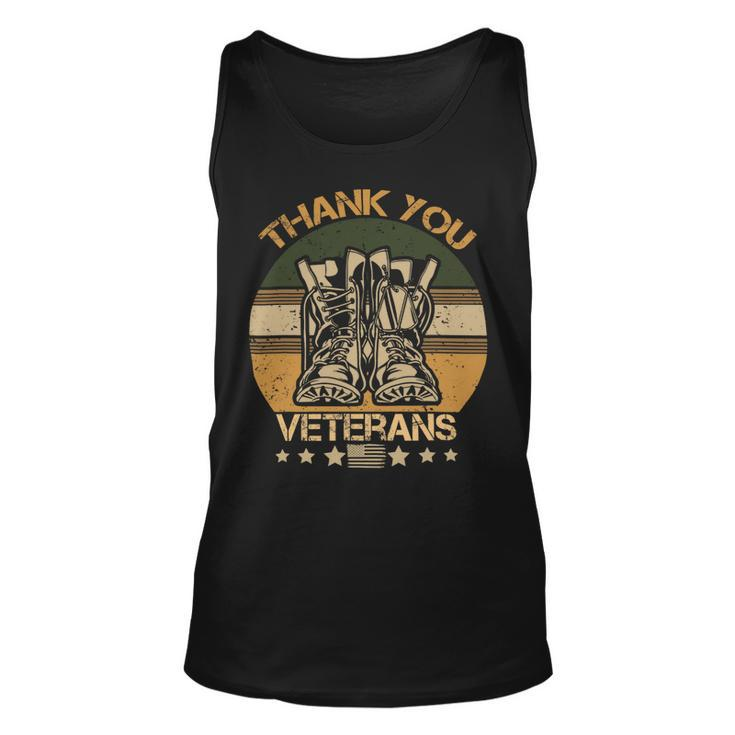Veteran Vets Thank You Veterans Combat Boots Veteran Day American Flag 2 Veterans Unisex Tank Top