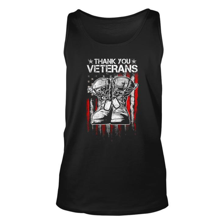 Veteran Vets Thank You Veterans Shirts Veteran Day Boots Usa Flag Dad 346 Veterans Unisex Tank Top