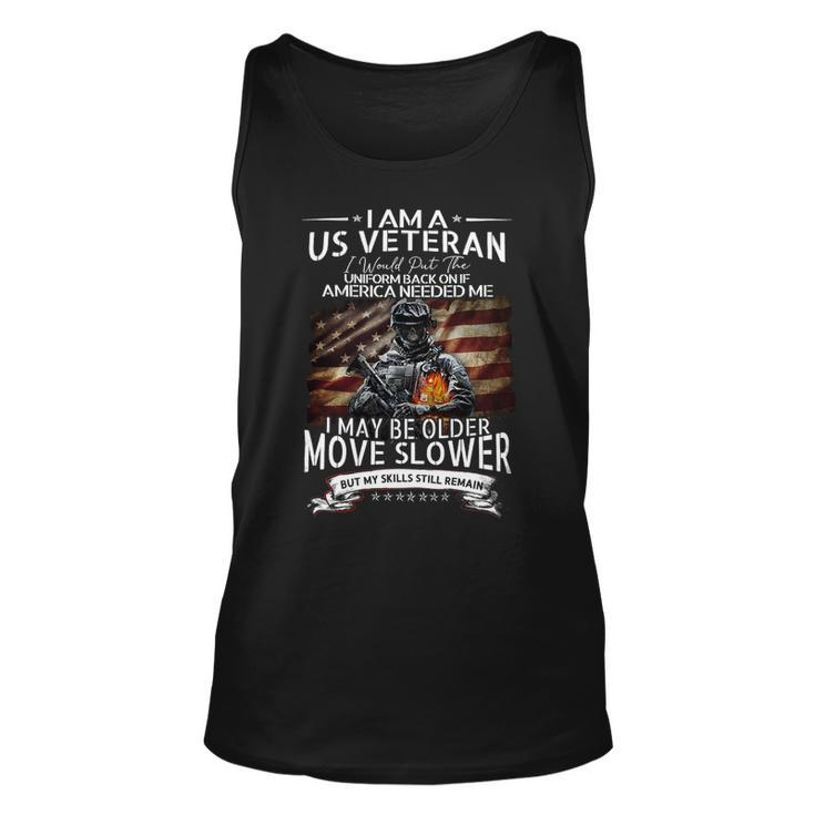 Veteran Vets Us Flag Old Veteran Day Put Uniform Back If America Needs Me 55 Veterans Unisex Tank Top