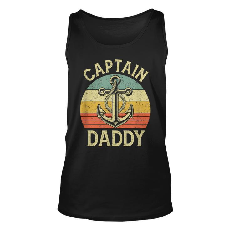 Vintage Captain Daddy Boat Pontoon Dad Fishing Sailor Anchor Tank Top