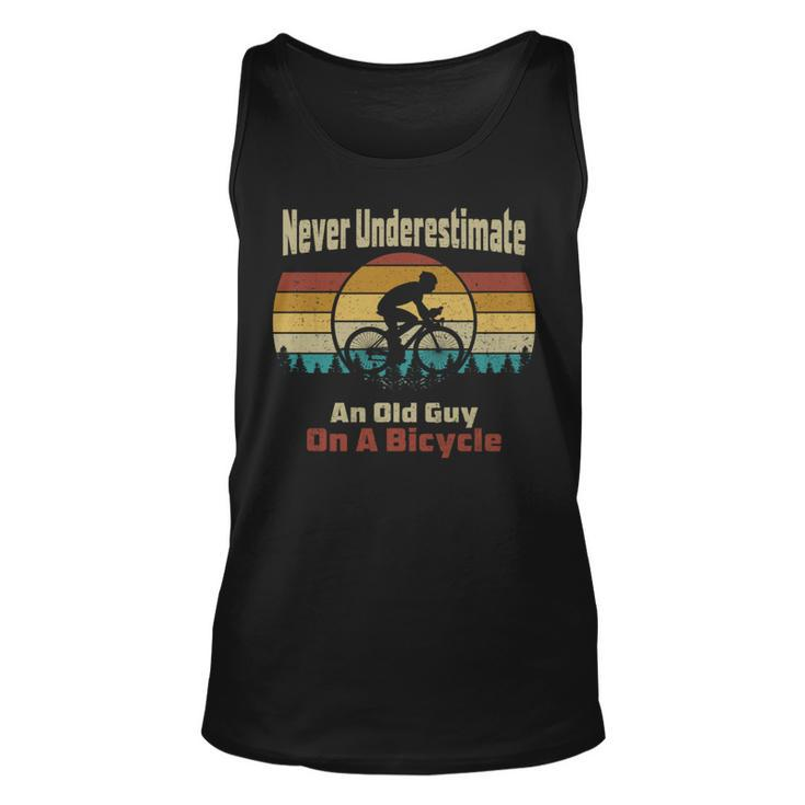 Vintage Cycling Never Underestimate An Old Guy On A Bicycle Cycling Tank Top