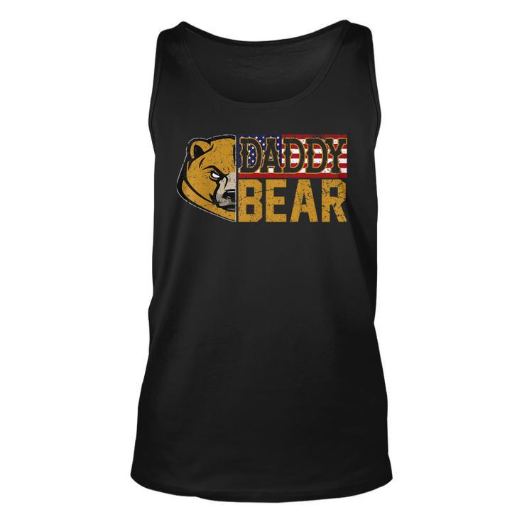Vintage Daddy Bear With Flag American Gifts For Father Day  Unisex Tank Top