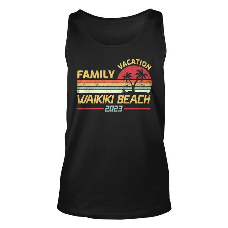 Vintage Family Vacation 2023 Hawaii Waikiki Beach Unisex Tank Top