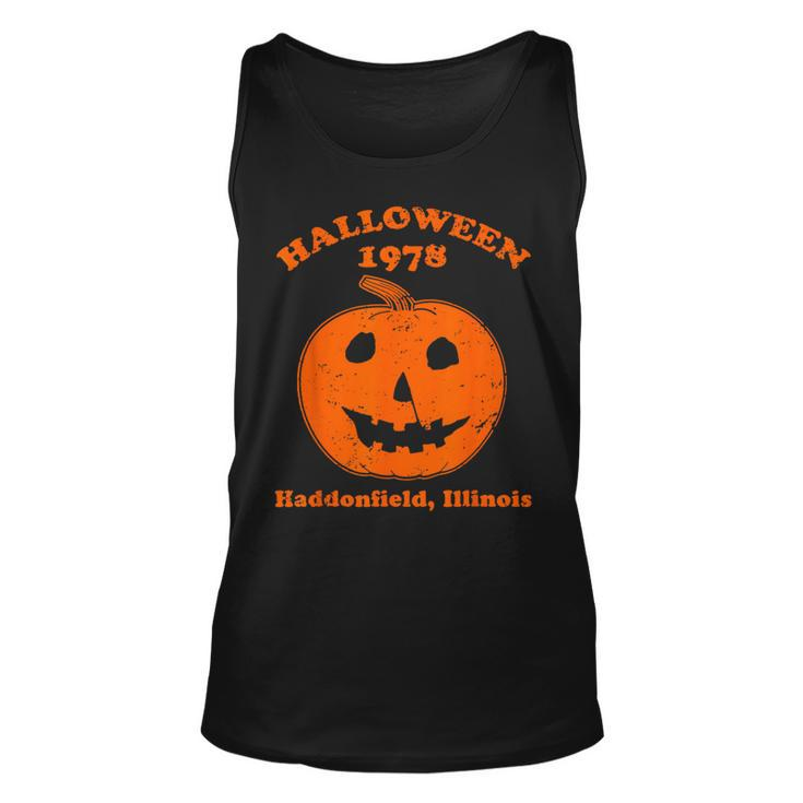Vintage Halloween 1978 Pumpkin Haddonfield Illinois Tank Top