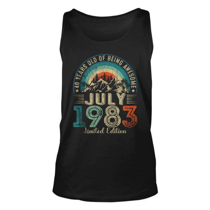Vintage July 1983 Limited Edition 40 Years Old 40Th Birthday Unisex Tank Top