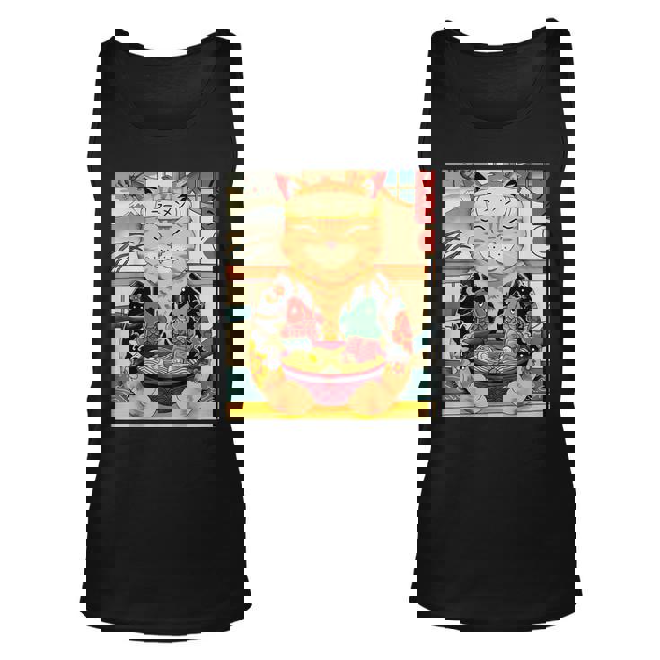 Vintage Kawaii Cat Anime Lovers Japanese Ramen Lovers Unisex Tank Top