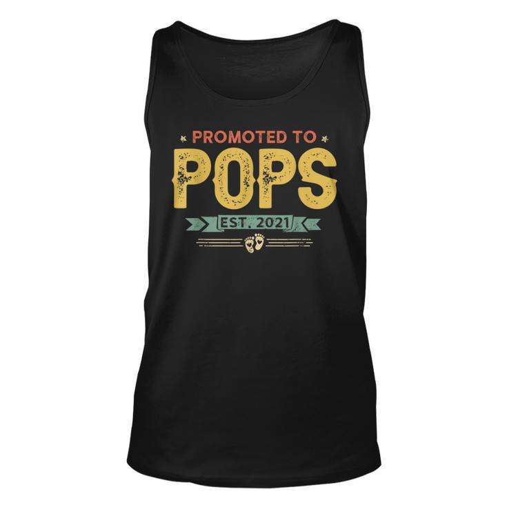 Vintage New Grandpa Promoted To Pops Est2021 New Baby  Unisex Tank Top