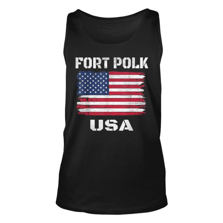 Vintage Patriotic Usa Flag Us Army Fort Polk  Unisex Tank Top