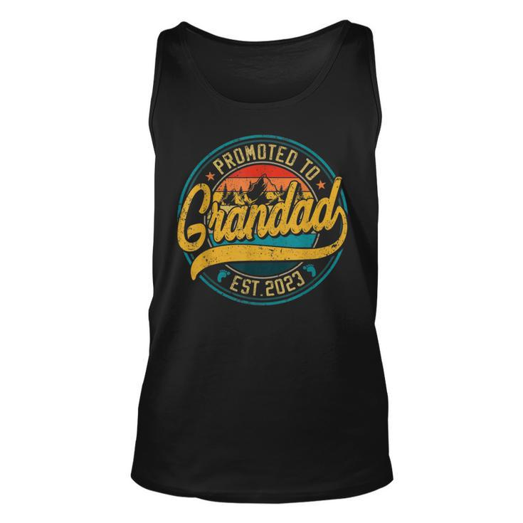 Vintage Promoted To Great Grandad Est 2023 Family  Unisex Tank Top