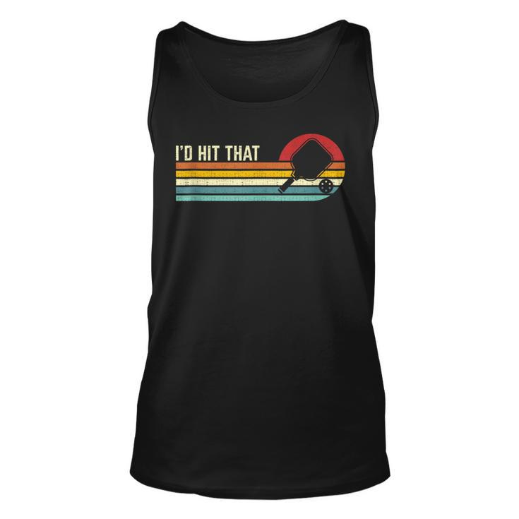 Vintage Retro Sunset Paddle Id Hit That Pickleball Players  Unisex Tank Top