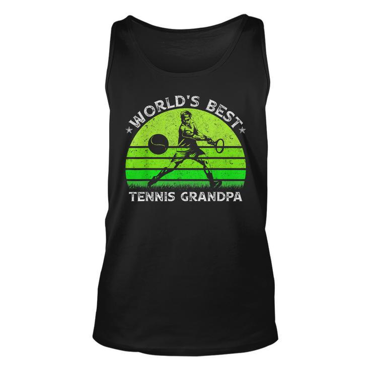 Vintage Retro Worlds Best Tennis Grandpa Silhouette Sunset  Unisex Tank Top