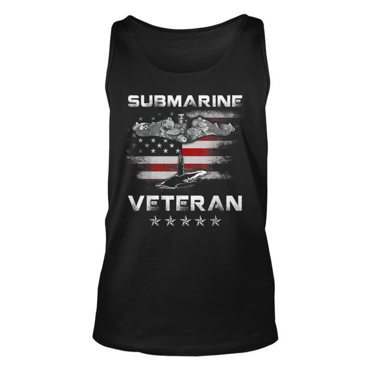 Vintage Submarine Veteran American Flag  Patriotic Unisex Tank Top