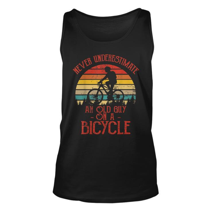 Vintage Never Underestimate An Old Guy On A Bicycle Biker Tank Top