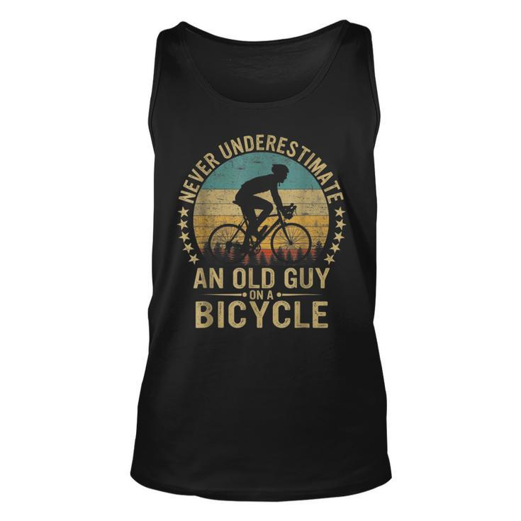 Vintage Never Underestimate An Old Guys On A Bicycle Cycling Cycling Tank Top