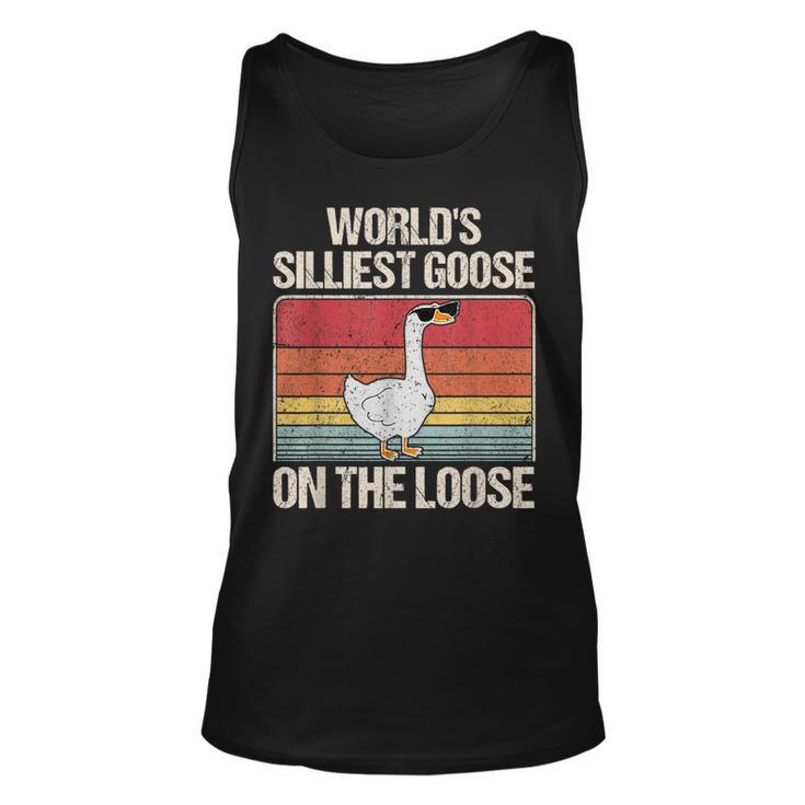 Vintage Worlds Silliest Goose On The Loose Funny Saying  Unisex Tank Top