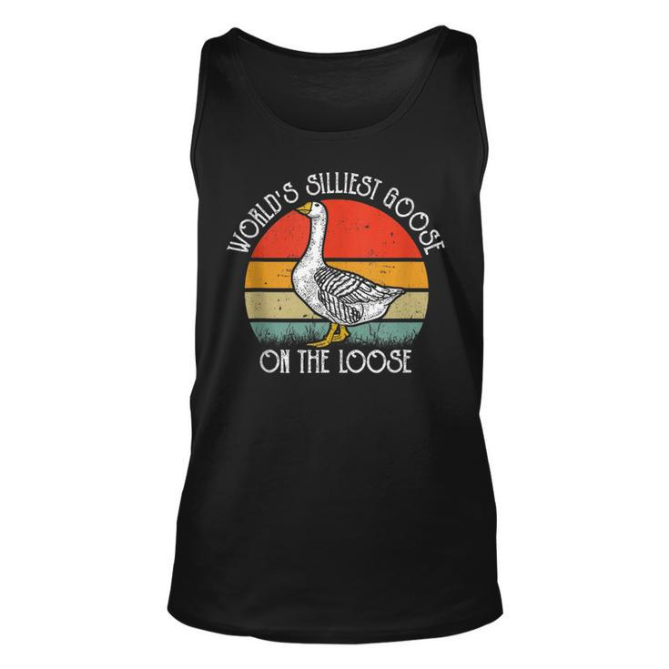Vintage Worlds Silliest Goose On The Loose Funny  Unisex Tank Top
