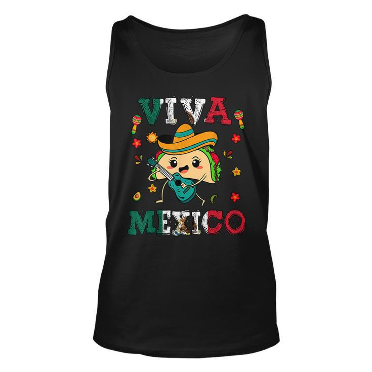 Viva Mexico Mexican Flag Independence Day Cute Taco Tank Top
