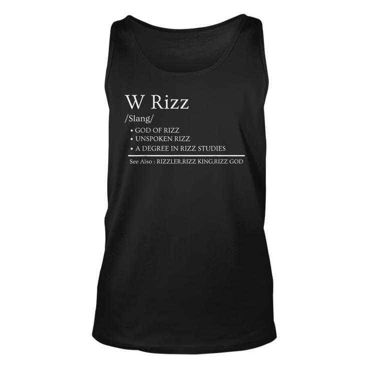 W Rizz Meaning Definition Funny Meme Quote  Unisex Tank Top