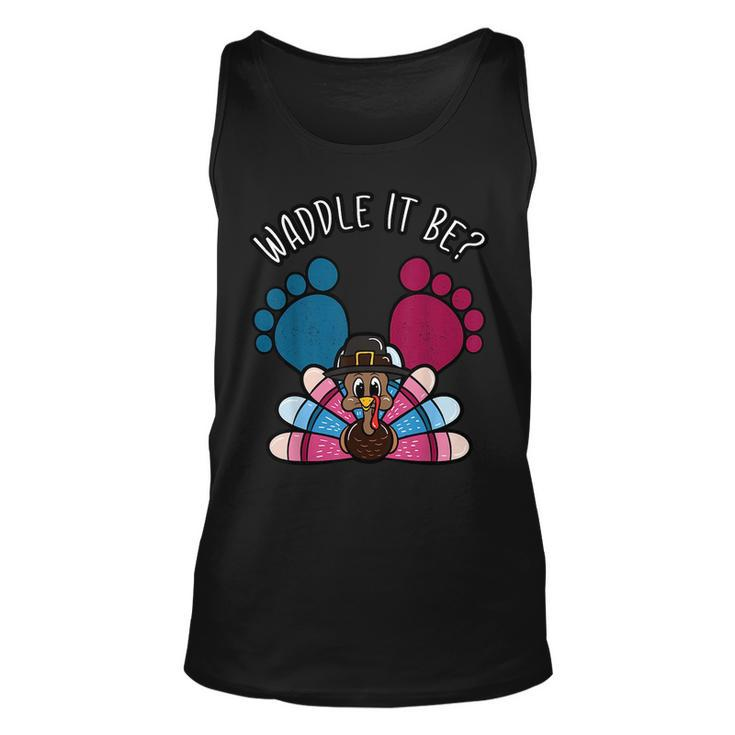 Waddle It Be Thanksgiving Gender Reveal Party Baby  Unisex Tank Top