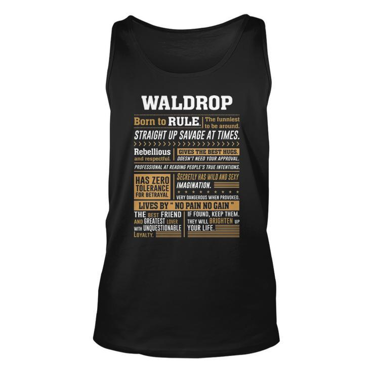Waldrop Name Gift Waldrop Born To Rule Unisex Tank Top