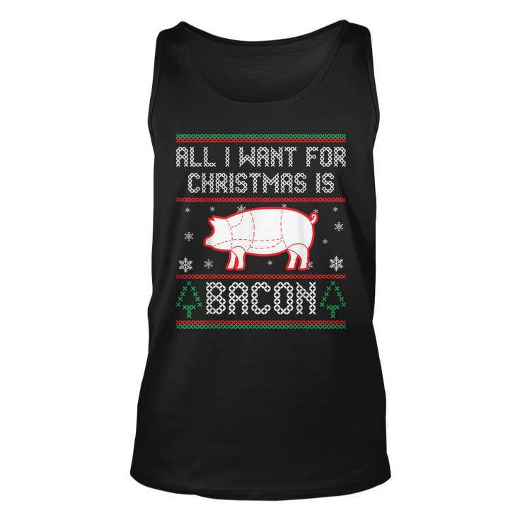 All I Want For Christmas Is Bacon Pig Ugly Christmas Sweater Tank Top