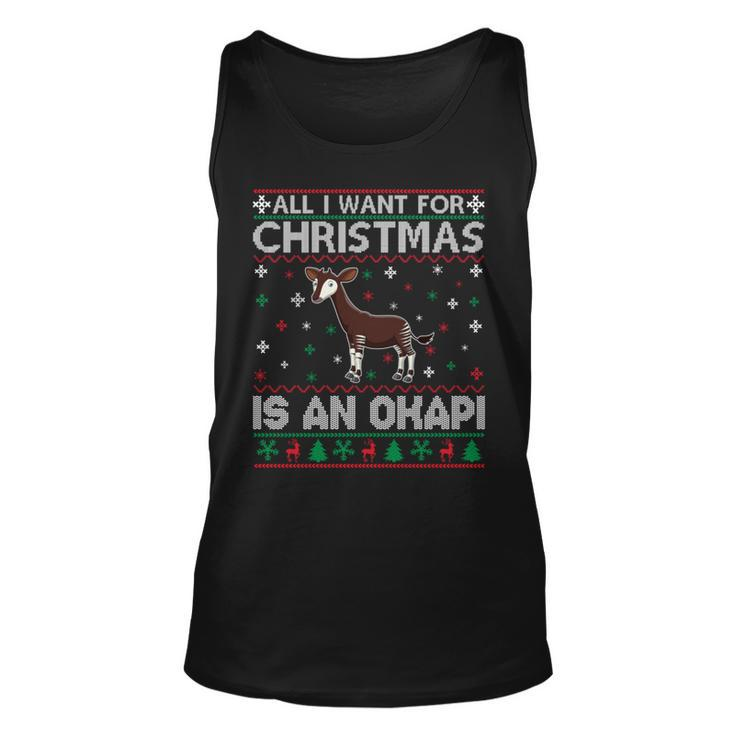 All I Want For Christmas Is An Okapi Ugly Xmas Sweater Tank Top