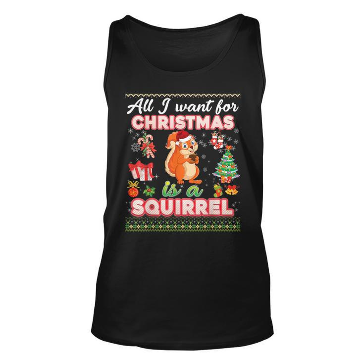 All I Want For Christmas Is A Squirrel Ugly Sweater Farmer Tank Top
