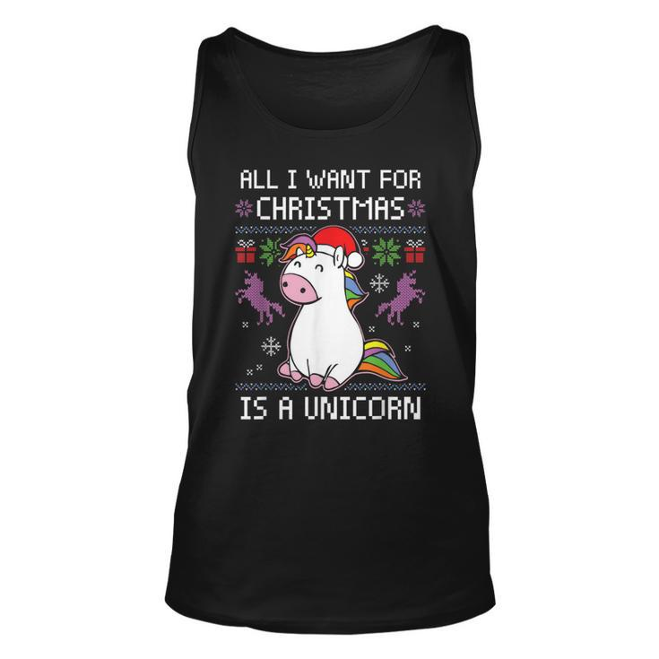 All I Want For Christmas Is A Unicorn Ugly Christmas Sweater Tank Top