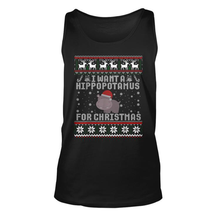 I Want A Hippopotamus For Christmas Hippo Ugly Sweater Tank Top