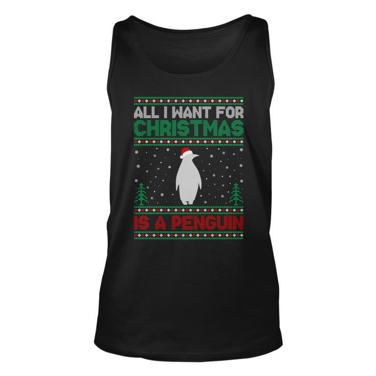 All I Want For Xmas Is A Penguin Ugly Christmas Sweater Tank Top