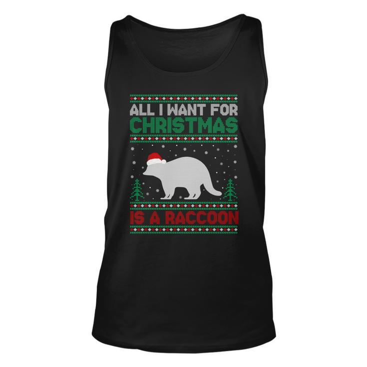 All I Want For Xmas Is A Raccoon Ugly Christmas Sweater Tank Top