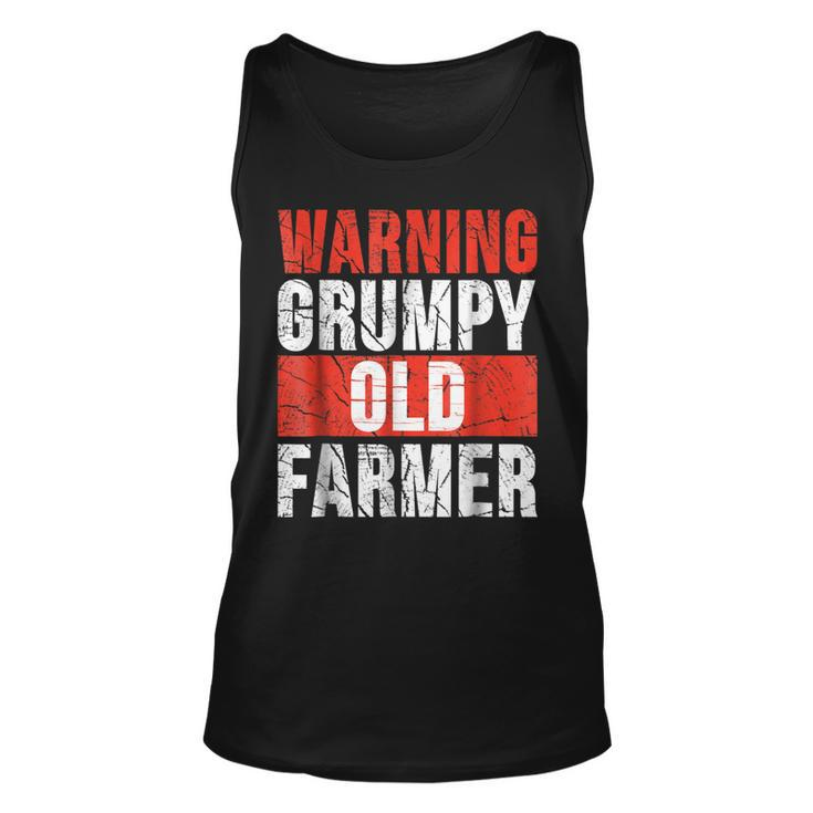Warning Grumpy Old Farmer  Funny Grandpa Farmer  Unisex Tank Top