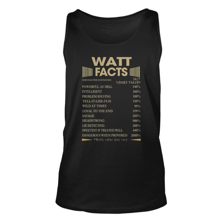 Watt Name Gift Watt Facts Unisex Tank Top