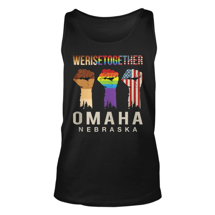 We Rise Together Lgbt Omaha Pride Nebraska Social Justice Unisex Tank Top
