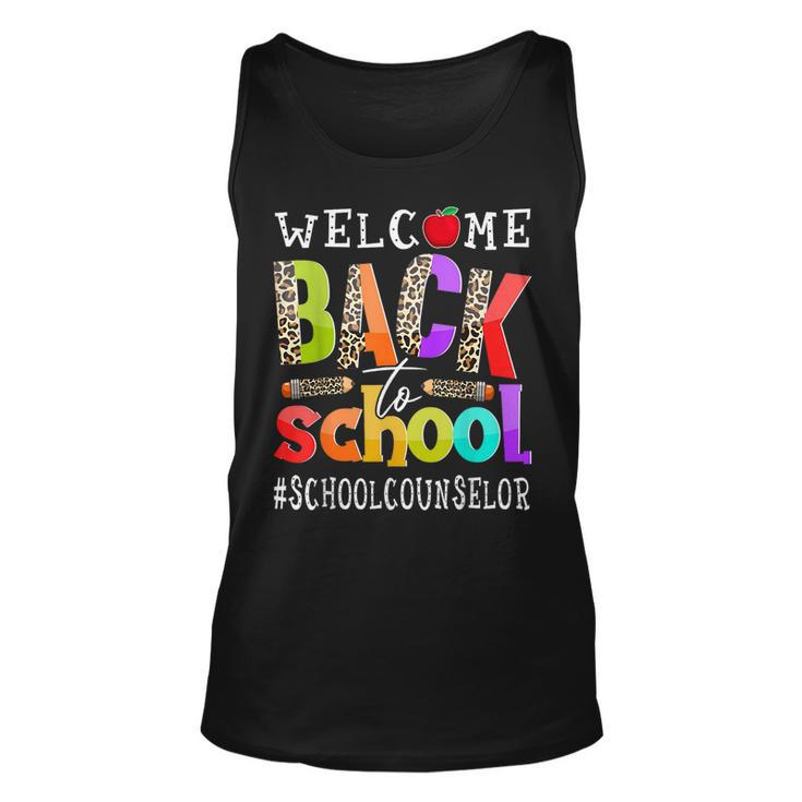 Welcome Back To School Counselor First Day Of School Leopard  Unisex Tank Top