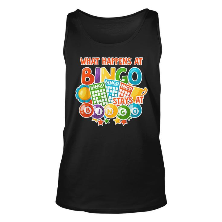 What Happens At Bingo Stays At Bingo Funny Bingo Colorful  Unisex Tank Top