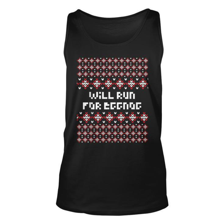 Will Run For Eggnog Ugly Christmas Sweater Running Tank Top