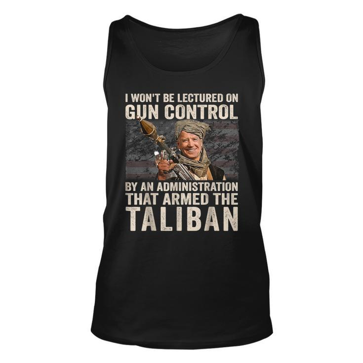 I Wont Be Lectured On Gun Control Biden Taliban Gun Tank Top