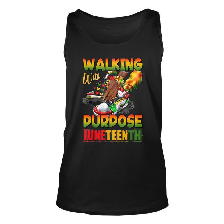 Youth Shoes Steppin Into Junenth Walking With Purpose  Unisex Tank Top